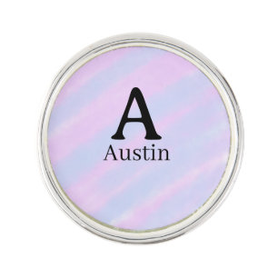 Monogram capital masculine add name purple pastel lapel pin