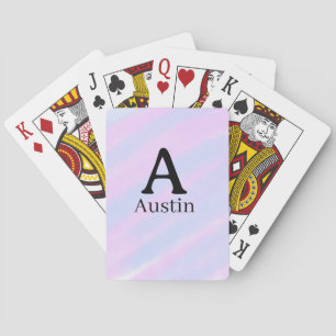 Monogram capital masculine add name purple pastel  poker cards