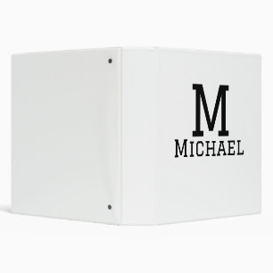Monogram capital masculine add name simple classic 3 ring binder