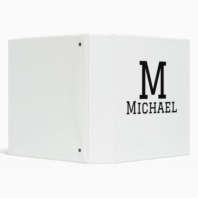 Monogram capital masculine add name simple classic 3 ring binder (Background)