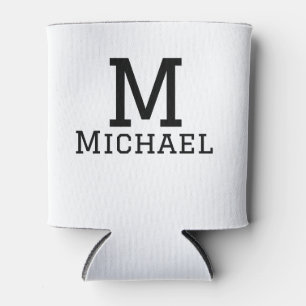 Monogram capital masculine add name simple classic can cooler
