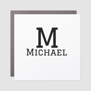 Monogram capital masculine add name simple classic car magnet