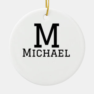 Monogram capital masculine add name simple classic ceramic ornament