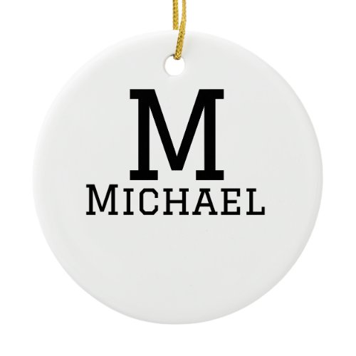 Monogram capital masculine add name simple classic ceramic ornament