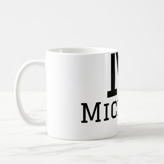 Monogram capital masculine add name simple classic coffee mug (Left)