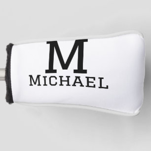 Monogram capital masculine add name simple classic golf head cover