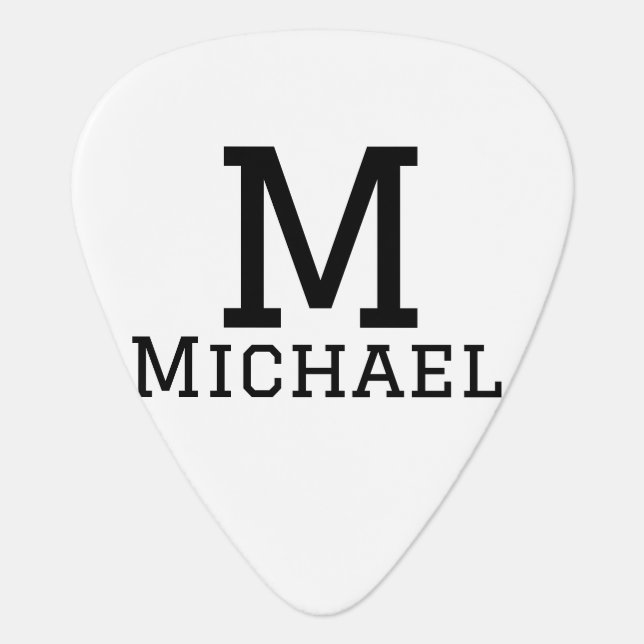 Monogram capital masculine add name simple classic guitar pick (Front)
