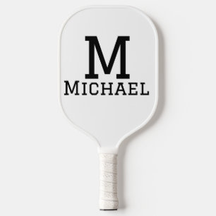 Monogram capital masculine add name simple classic pickleball paddle