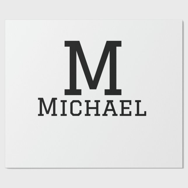 Monogram capital masculine add name simple classic wrapping paper (Flat)
