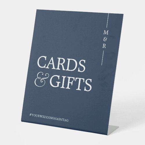  Monogram Card and Gifts Navy Blue Wedding Pedestal Sign