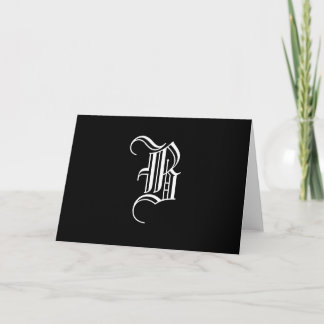 Monogram Card Letter B White on Black