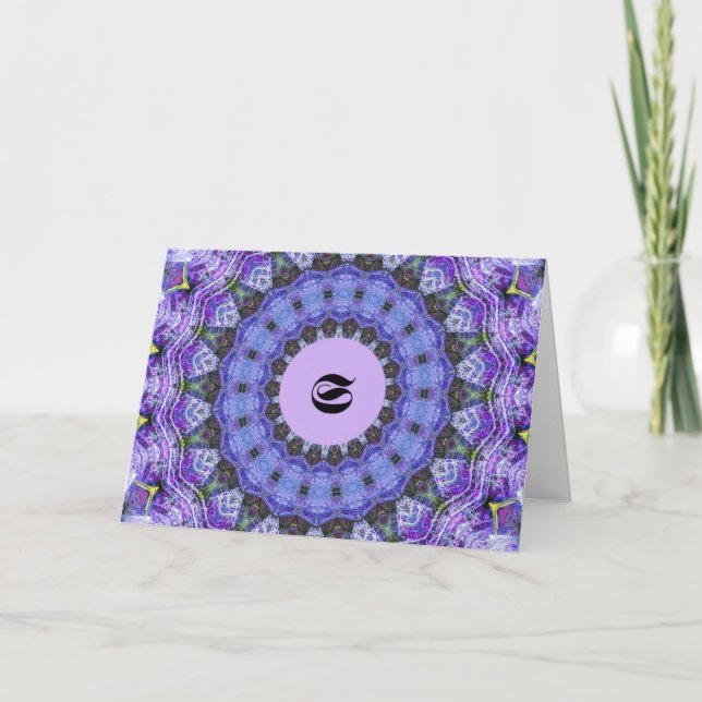 Monogram Card, Letter G,  Blue, Thank You Card (Front)