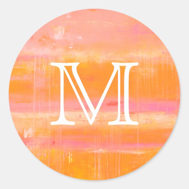 Monogram | Caribbean Sky Classic Round Sticker (Front)