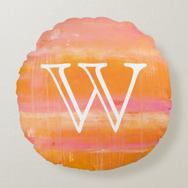 Monogram | Caribbean Sky Round Pillow (Front)