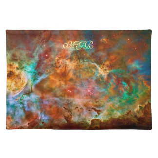 Monogram Carina Nebula outer space picture Cloth Placemat
