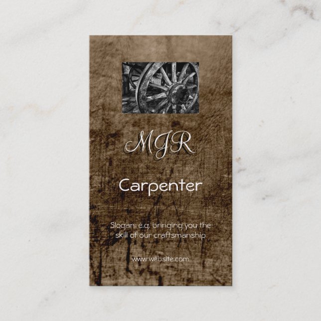 Monogram, Carpenter Business, leather-effect Business Card (Front)