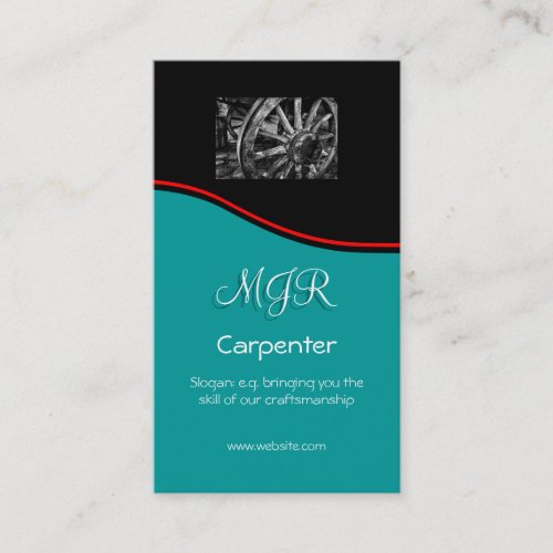 Monogram Carpenter Business red swoosh Business Card