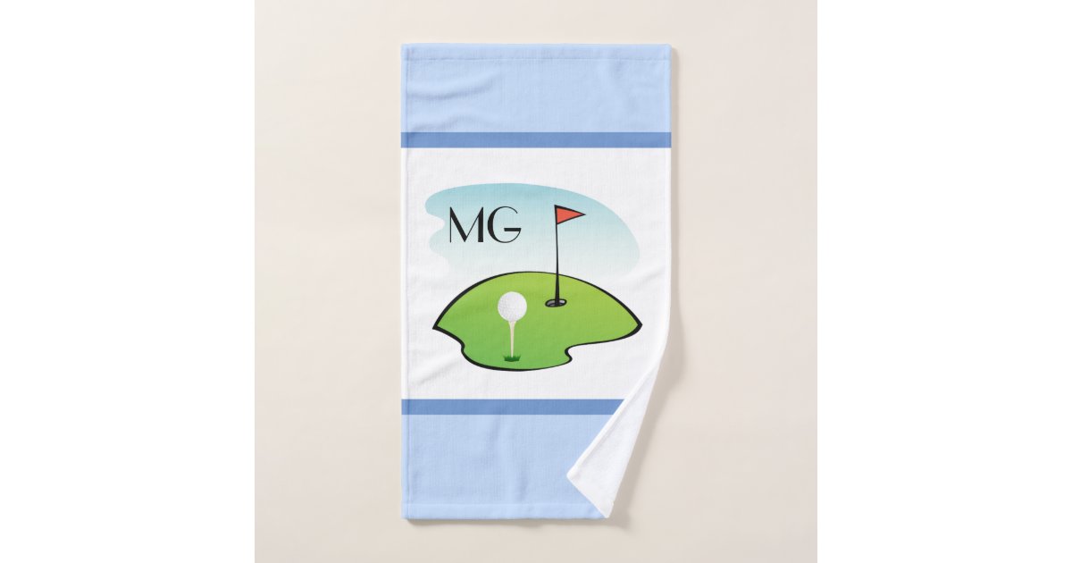 Monogram Cartoon Golf Bathroom Hand Towel Zazzle