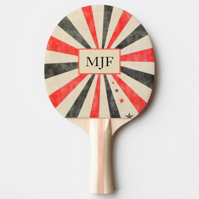 Monogram Casino Black and Red Ping Pong Paddle (Front)
