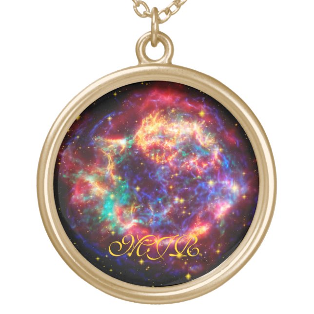 Monogram Cassiopeia, Milky Ways Youngest Supernova Gold Plated Necklace (Front)