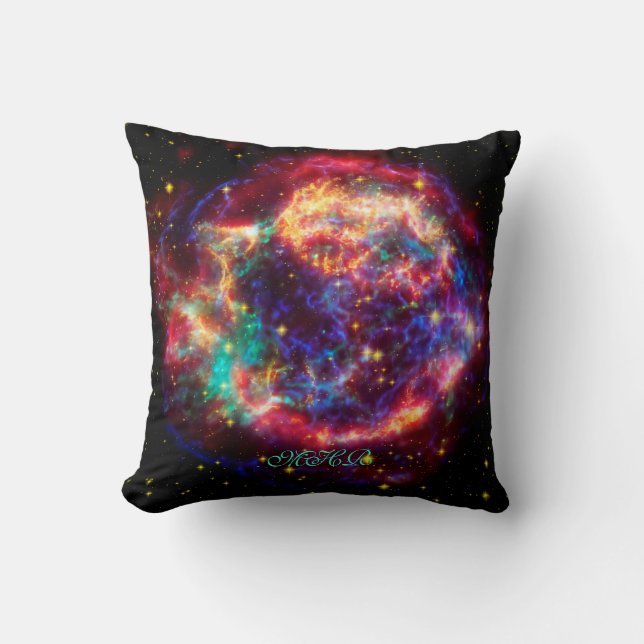 Monogram Cassiopeia, Milky Ways Youngest Supernova Throw Pillow (Front)