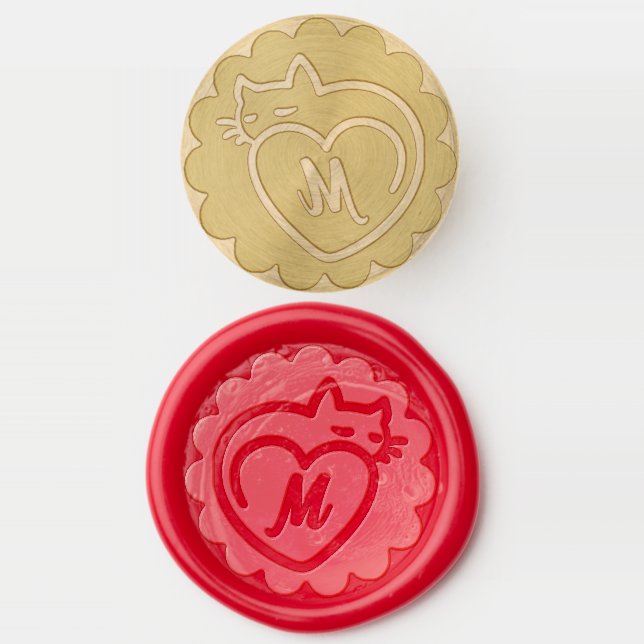 Monogram Cat Love Wax Seal Stamp (Stamped)