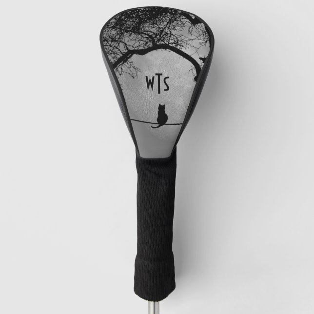 Monogram Cat on a Wire Full Moon Golf Head Cover (Front)