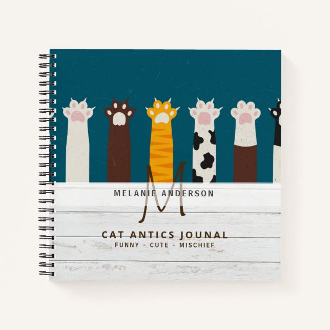 Monogram CAT Paws For Thought Journal Notebooks (Front)
