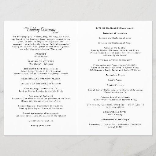 Monogram Catholic Wedding with Full Mass Program | Zazzle