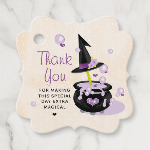 Monogram Cauldron Witch Halloween Thank You Favor Tags