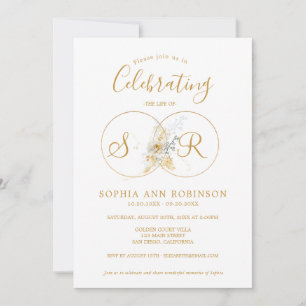 Monogram Celebration of Life Memorial Funeral  Invitation