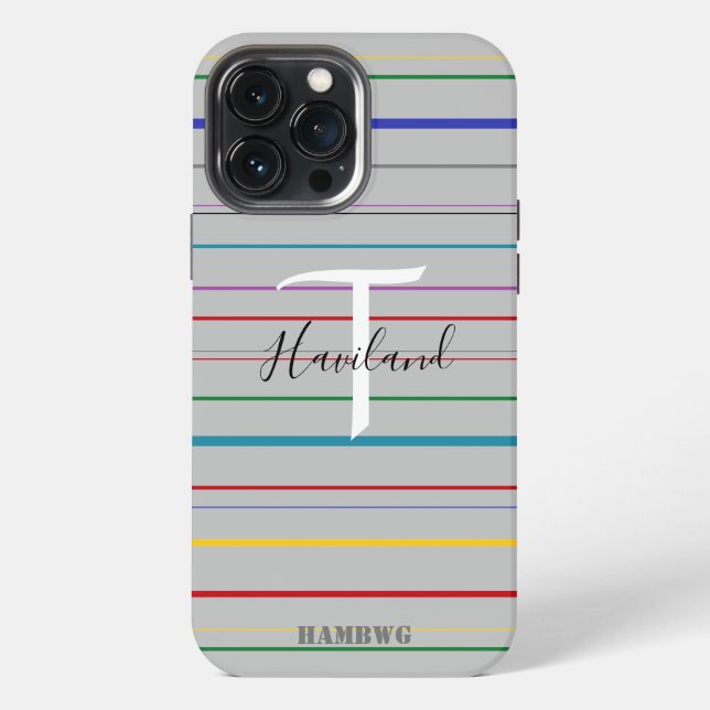 Monogram Cell Phone Case HAMbyWG - Colored Lines (Back)