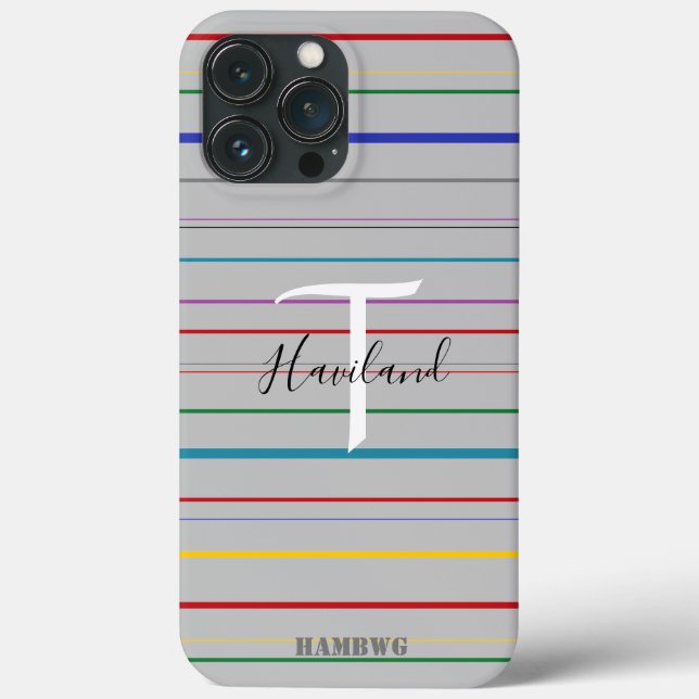 Monogram Cell Phone Case HAMbyWG - Colored Lines (Back)