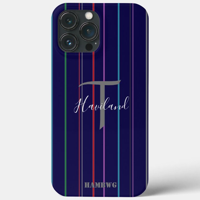 Monogram Cell Phone Case HAMbyWG - Colored Lines (Back)