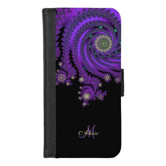 Monogram Celtic Fractal Galaxy Wallet Case (Front)