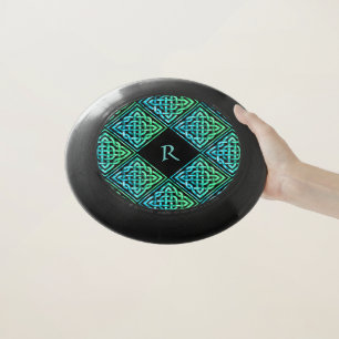 Monogram Celtic Knot Blue Green Frisbee