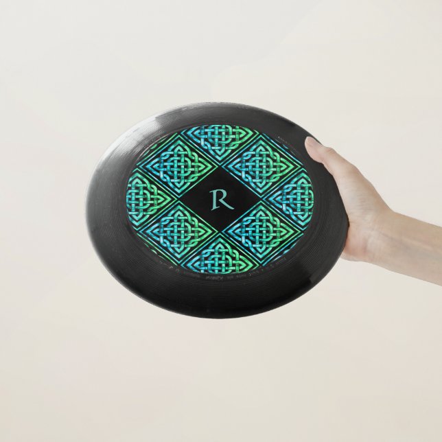 Monogram Celtic Knot Blue Green Frisbee (In Hand)