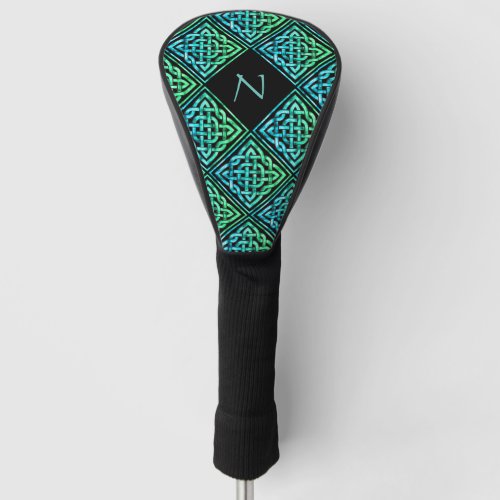 Monogram Celtic Knot Blue Green Golf Driver Cover