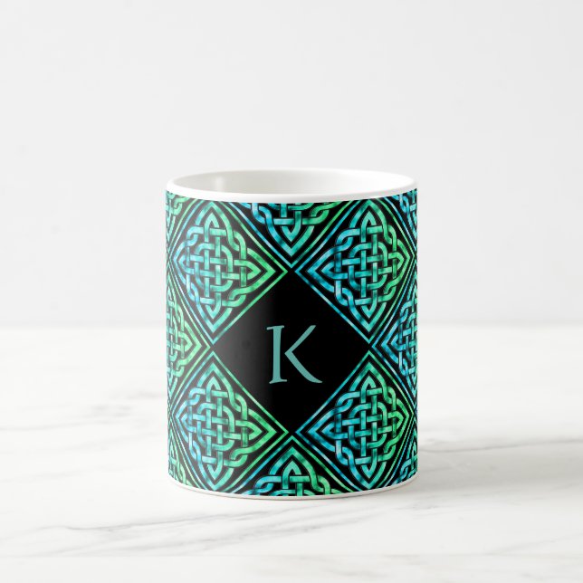 Monogram Celtic Knot - Blue Green Mug (Center)