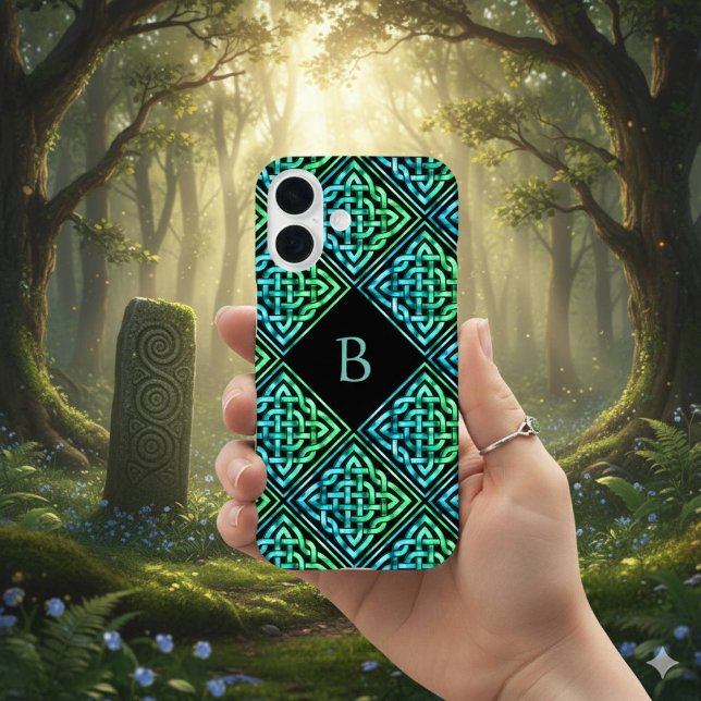Monogram Celtic Knot iPhone 16 Case (Mystical Celtic design meets modern tech. Your initial, your style. )