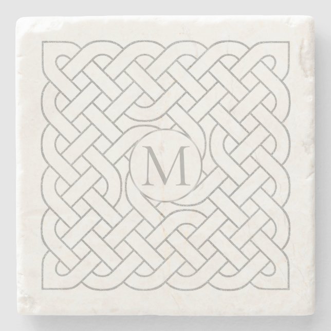 Monogram Celtic Knot Irish Stone Coaster (Front)