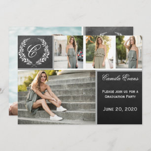Monogram Chalkboard Graduation Party Invitation
