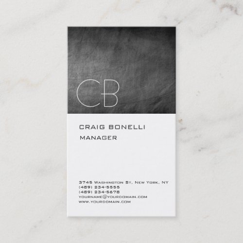 Monogram Chalkboard Gray Attractive Business Card