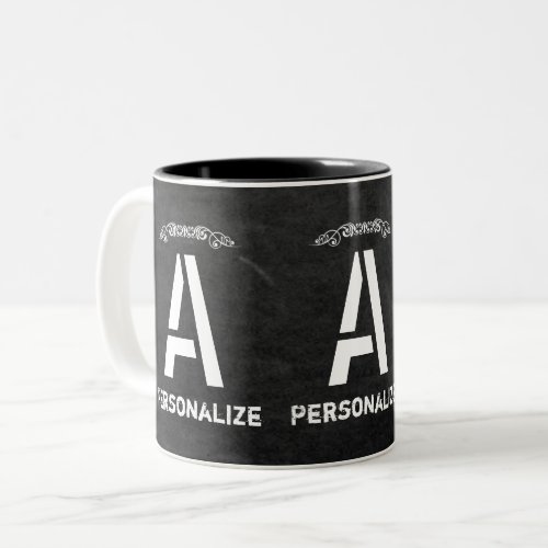Monogram Chalkboard  Personalized Two_Tone Coffee Mug