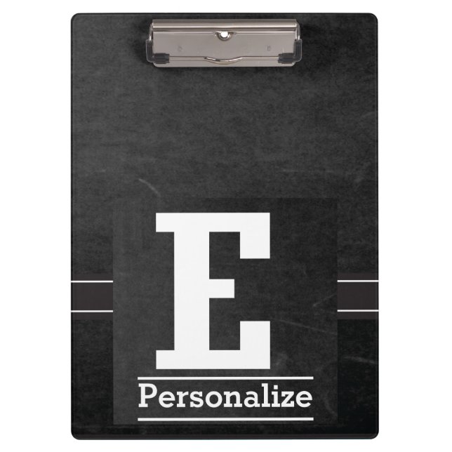 Monogram Chalkboard Style | Letter E Clipboard (Front)