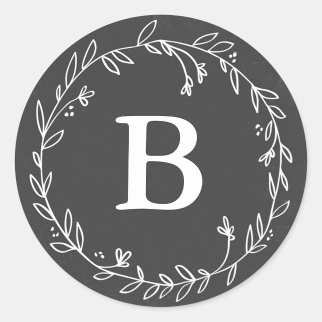 Monogram Chalkboard Wreath Stickers (Front)