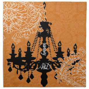 Monogram Chandelier Moroccan Tile Damask Napkin