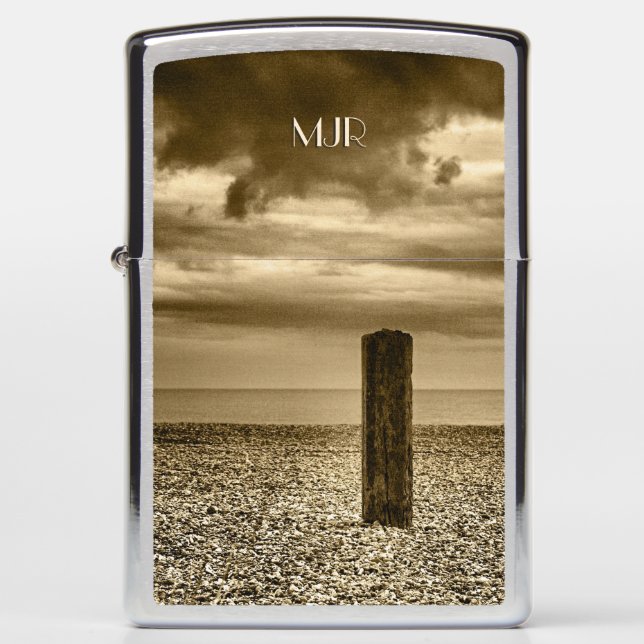 Monogram (change) on Pebble Beach Post, Felixstowe Zippo Lighter (Front)