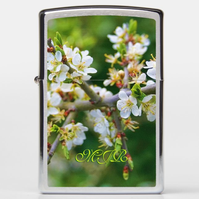 Monogram (change) on Sun-Dappled Spring Hawthorn Zippo Lighter (Front)