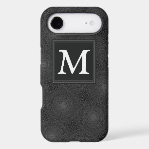 Monogram charcoal circles pattern iPhone 17 air case